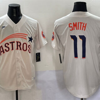 Men's Houston Astros #11 Cam Smith Cream Throwback Cooperstown Collection Limited Stitched Baseball Jersey