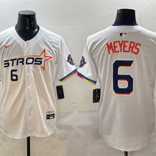 Men's Houston Astros #6 Jake Meyers White 2025 City Connect Limited Stitched Baseball Jersey