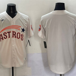 Men's Houston Astros Blank Cream Throwback Cooperstown Collection Limited Stitched Baseball Jersey