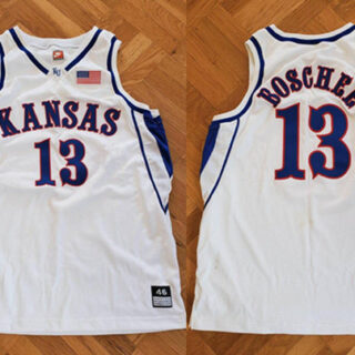 Men's Kansas Jayhawks #13 Jeff Boschee White Stitched Basketball Jersey