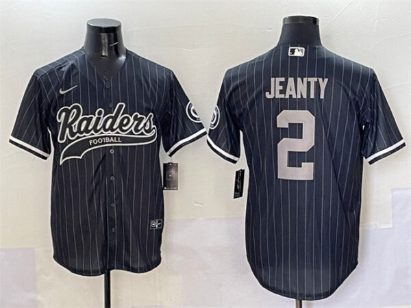 Men's Las Vegas Raiders #2 Ashton Jeanty Black Cool Base Stitched Baseball Jersey