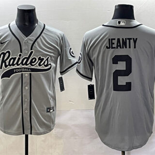 Men's Las Vegas Raiders #2 Ashton Jeanty Grey Cool Base Stitched Baseball Jersey