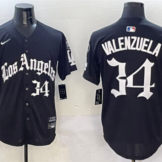 Men's Los Angeles Dodgers #34 Fernando Valenzuela Black Mexico 2025 LA Gothic Style With Fernando Patch Vapor Premier Limited Stitched Baseball Jersey
