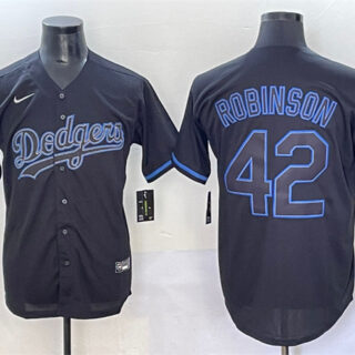 Men's Los Angeles Dodgers #42 Jackie Robinson Black Fashion Stitched Baseball Jersey