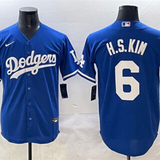 Men's Los Angeles Dodgers #6 H.S.Kim Royal Cool Base Stitched Baseball Jersey