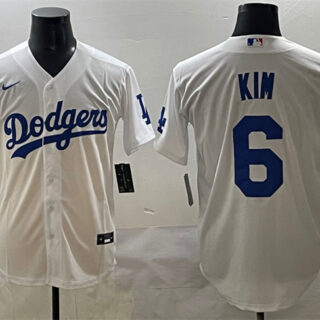 Men's Los Angeles Dodgers #6 Hyeseong Kim White Cool Base Stitched Baseball Jersey