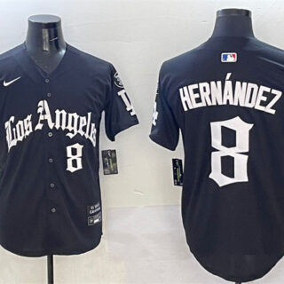 Men's Los Angeles Dodgers #8 Enrique Hernandez Black Mexico 2025 LA Gothic Style With Fernando Patch Vapor Premier Limited Stitched Baseball Jersey