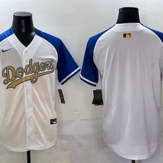 Men's Los Angeles Dodgers Blank White Royal Gold 2024 World Series Champions Vapor Limited Stitched Baseball Jersey