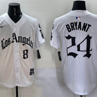 Men's Los Angeles Dodgers Front #8 Back #24 Kobe Bryant White Mexico 2025 LA Gothic Style With Fernando Patch Vapor Premier Limited Stitched Baseball Jersey