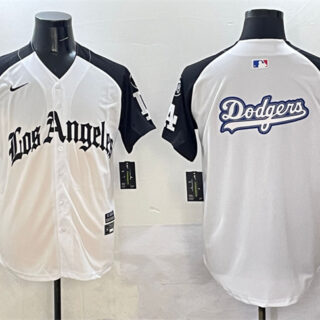 Men's Los Angeles Dodgers Team Big Logo White Black Mexico 2025 LA Gothic Style With Fernando Patch Vapor Premier Limited Stitched Baseball Jersey1