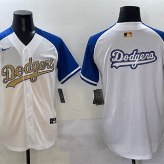Men's Los Angeles Dodgers Team Big Logo White Royal Gold 2024 World Series Champions Vapor Limited Stitched Baseball Jersey
