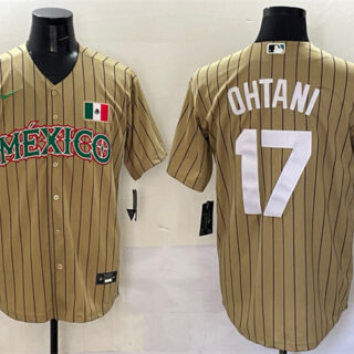 Men's Mexico Baseball #17 Shohei Ohtani Tan 2023 World Baseball Classic Stitched Jersey