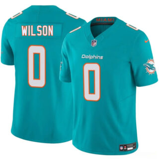 Men's Miami Dolphins #0 Zach Wilson Aqua 2025 F.U.S.E. Vapor Limited Stitched Football Jersey