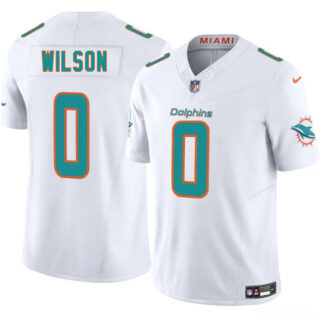 Men's Miami Dolphins #0 Zach Wilson White 2025 F.U.S.E. Vapor Limited Stitched Football Jersey