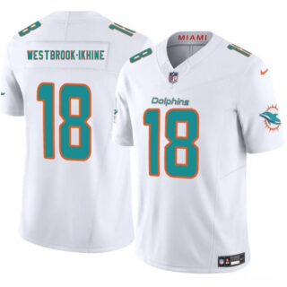 Men's Miami Dolphins #18 Nick Westbrook-Ikhine White 2025 F.U.S.E. Vapor Limited Stitched Football Jersey