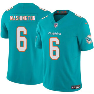 Men's Miami Dolphins #6 Malik Washington Aqua 2025 F.U.S.E. Vapor Limited Stitched Football Jersey