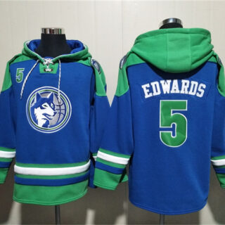 Men's Minnesota Timberwolves #5 Anthony Edwards Royal Lace-Up Pullover Hoodie