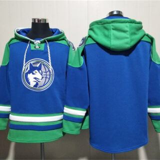 Men's Minnesota Timberwolves Blank Royal Lace-Up Pullover Hoodie