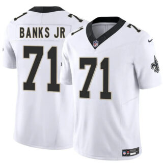 Men's New Orleans Saints #71 Kelvin Banks Jr White 2025 Draft F.U.S.E Vapor Limited Stitched Football Jersey