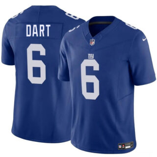 Men's New York Giants #6 Jaxson Dart Blue 2025 Draft F.U.S.E. Vapor Untouchable Limited Stitched Jersey