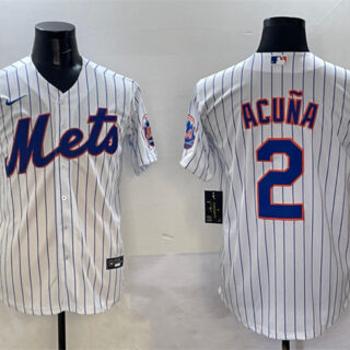 Men's New York Mets #2 Luisangel Acuna White Cool Base Stitched Baseball Jersey