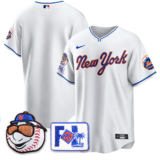 Men's New York Mets Blank White 2025 Spring Training Stitched Baseball Jersey