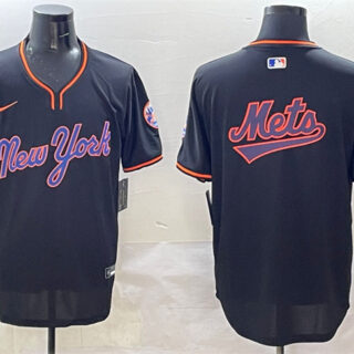Men's New York Mets Team Big Logo Black 2025 Spring Training Stitched Baseball Jersey
