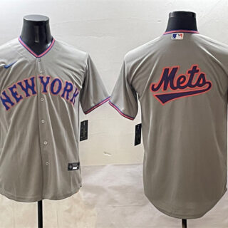 Men's New York Mets Team Big Logo Grey 2025 Limited Stitched Baseball Jersey