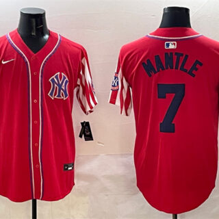Men's New York Yankees #7 Mickey Mantle Red American Style Limited Stitched Baseball Jersey