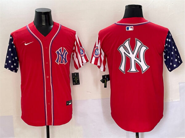 Men's New York Yankees Team Big Logo Red American Style Limited Stitched Baseball Jerseys