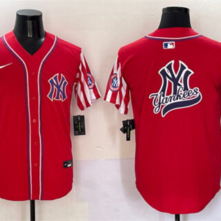 Men's New York Yankees Team Big Logo Red American Style Limited Stitched Baseball Jerseys