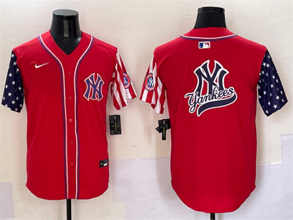 Men's New York Yankees Team Big Logo Red American Style Limited Stitched Baseball Jerseys