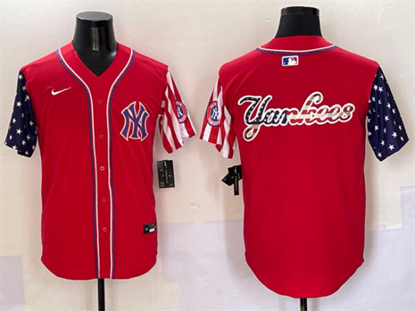 Men's New York Yankees Team Big Logo Red American Style Limited Stitched Baseball Jerseys
