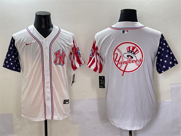 Men's New York Yankees Team Big Logo White American Style Limited Stitched Baseball Jerseys