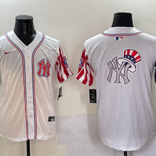 Men's New York Yankees Team Big Logo White American Style Limited Stitched Baseball Jerseys