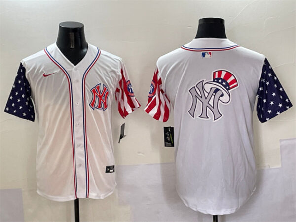 Men's New York Yankees Team Big Logo White American Style Limited Stitched Baseball Jerseys