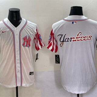 Men's New York Yankees Team Big Logo White American Style Limited Stitched Baseball Jerseys