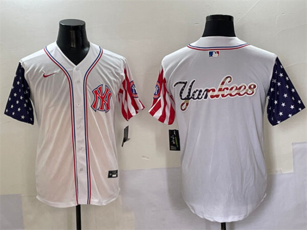 Men's New York Yankees Team Big Logo White American Style Limited Stitched Baseball Jerseys