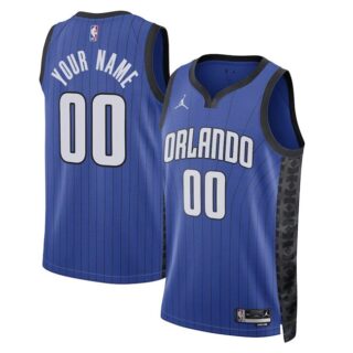 Men's Orlando Magic Active Player Custom Blue Statement Edition Stitched Basketball Jersey