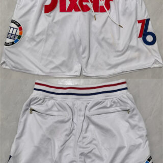 Men's Philadelphia 76ers White Shorts (Run Small)