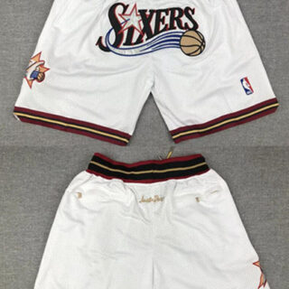 Men's Philadelphia 76ers White Shorts (Run Small)