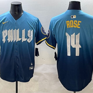 Men's Philadelphia Phillies #14 Pete Rose Blue 2024 City Connect Limited Stitched Jersey
