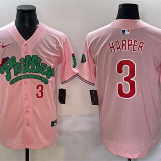 Men's Philadelphia Phillies #3 Bryce Harper Pink Phanatic Limited Stitched Jersey