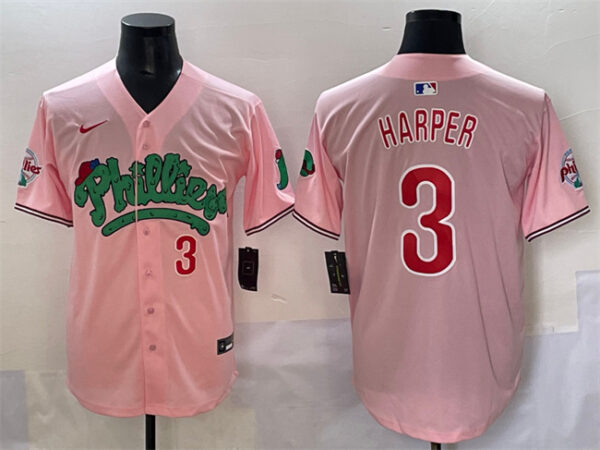 Men's Philadelphia Phillies #3 Bryce Harper Pink Phanatic Limited Stitched Jersey fanswish.net