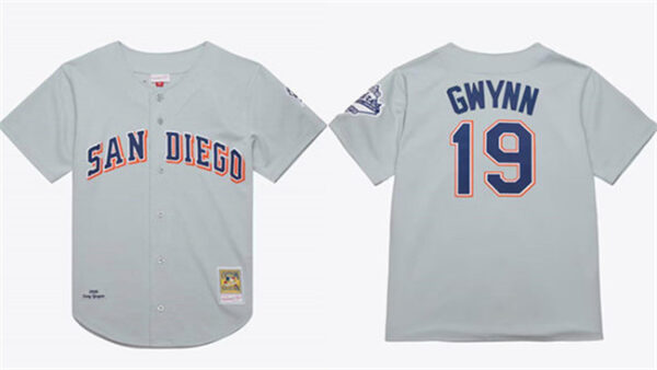 Men's San Diego Padres #19 Tony Gwynn Gray 1969-99 Stitched Baseball Jersey