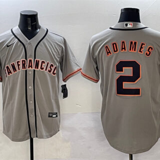 Men's San Francisco Giants #2 Willy Adames Grey Cool Base Stitched Baseball Jersey