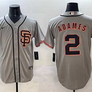 Men's San Francisco Giants #2 Willy Adames Grey Cool Base Stitched Baseball Jersey