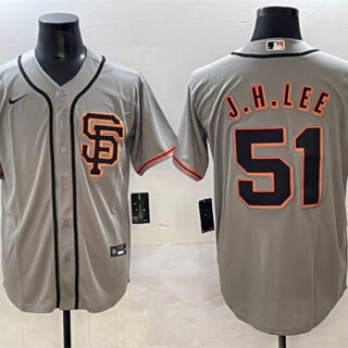 Men's San Francisco Giants #51 Jung Hoo Lee Grey Cool Base Stitched Baseball Jersey
