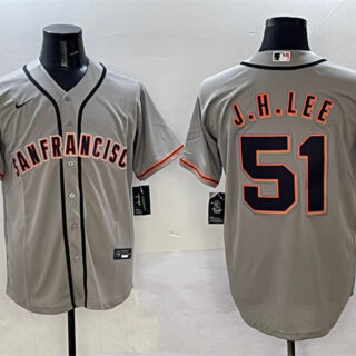 Men's San Francisco Giants #51 Jung Hoo Lee Grey Cool Base Stitched Baseball Jersey
