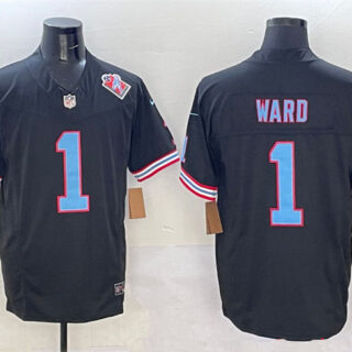 Men's Tennessee Titans #1 Cameron Ward Black 2025 Draft F.U.S.E. 1997 Throwback Patch Vapor Limited Stitched Football Jersey